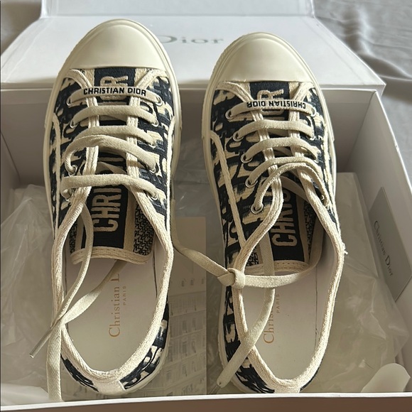 Dior Black and White Sneakers with Unique Animal Print - Picture 1 of 9
